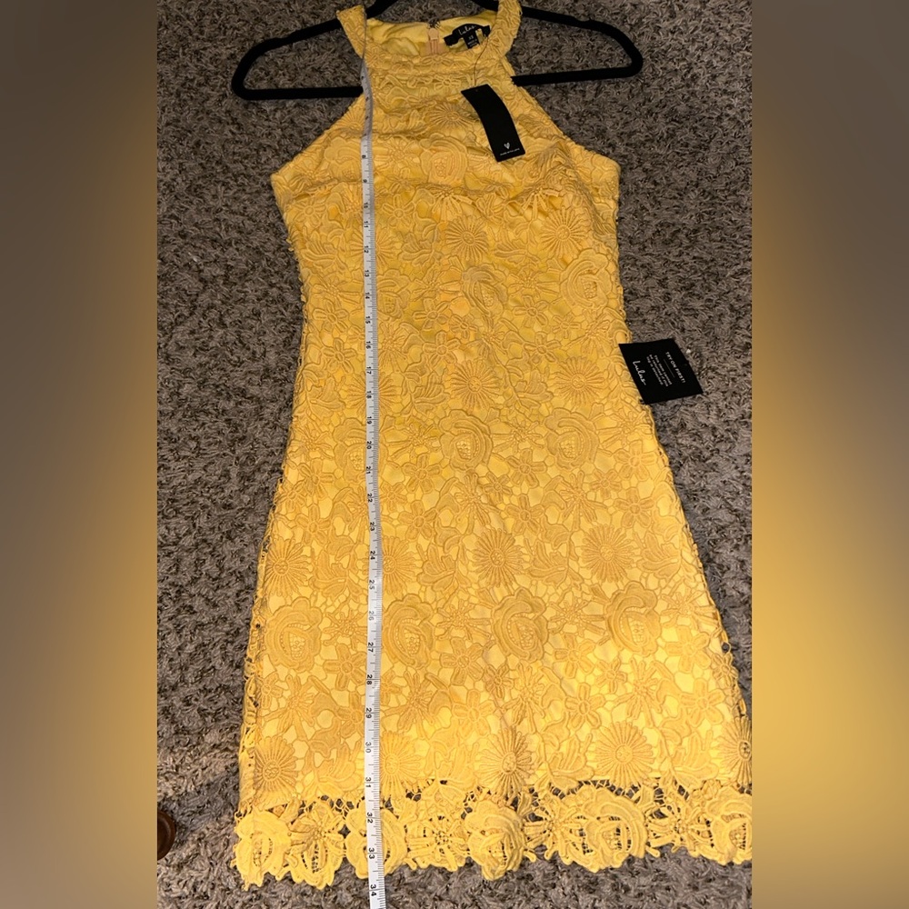 Lulus Love Poem Yellow Lace Mini Dress Size XS NWT - Picture 11 of 14